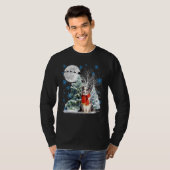 Blauwe Merle Collie onder Moonlight Snow Kerstmis T-shirt (Voorkant volledig)