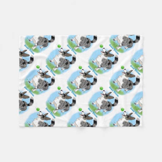 Blauwe merle Corgi met bal Fleece Deken (Voorkant (Horizontaal))