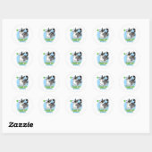Blauwe merle Corgi met bal Ronde Sticker (Vel)
