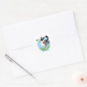 Blauwe merle Corgi met bal Ronde Sticker (Envelop)