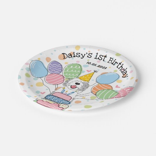 Blauwe Merle Sheepadoodle Hond Verjaardag Papieren Bordje (Gekanteld)