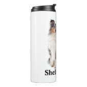 Blauwe Merle Sheltie Moeder Thermische Tumbler Thermosbeker (Gedraaid links)