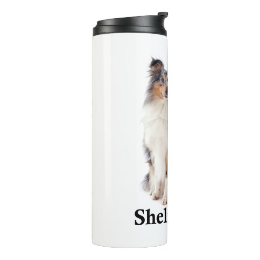 Blauwe Merle Sheltie Moeder Thermische Tumbler Thermosbeker (Gedraaid links)
