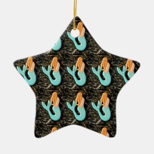 blauwe mermaïde ornament (Voorkant)