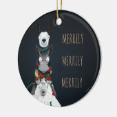 Blauwe "Merrily Merrily" winterdieren Keramisch Ornament (Links)