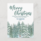 Blauwe Merry kerstbomen bos Modern regenhert Holid Feestdagenkaart (Voorkant)