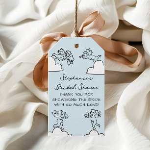 Blauwe met de hand getekende perfecte match Bruids Cadeaulabel