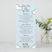 Blauwe met de hand getekende perfecte match bruids menu (Staand voorkant)