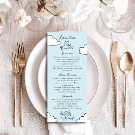 Blauwe met de hand getekende perfecte match bruids menu