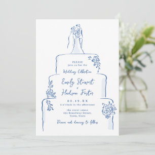 Blauwe met de hand getekende trouwtafel Whimsical Kaart
