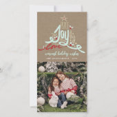 Blauwe met de hand getekende vredes vreugde liefde feestdagenkaart (Voorkant)