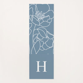 Blauwe met de hand getekende wilde bloem aangepast yogamat