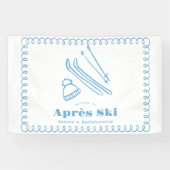 Blauwe met de Hand Getekende Winter Après Ski Bach Spandoek (Horizontaal)