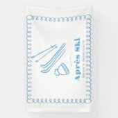 Blauwe met de Hand Getekende Winter Après Ski Bach Spandoek (Verticaal)