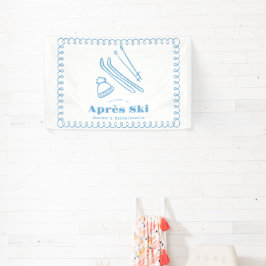 Blauwe met de hand getekende winter après-ski vrij spandoek