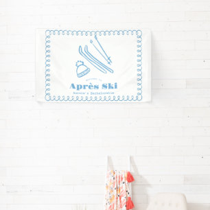 Blauwe met de hand getekende winter après-ski vrij spandoek