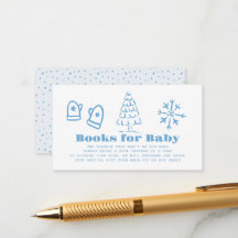 Blauwe met de hand getekende winter baby shower bo