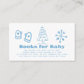Blauwe met de hand getekende winter baby shower bo informatiekaartje (Voorkant)