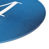 blauwe metalen abstract glanzende monogram naam ma snijplank (Hoek)