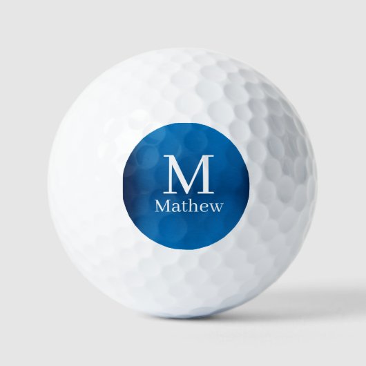 blauwe metalen abstracte glanzende monogram naam m golfballen (Voorkant)