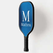 blauwe metalen abstracte glanzende monogram naam m pickleball paddle (Links)