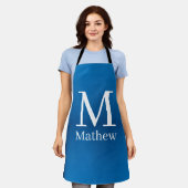 blauwe metalen abstracte glanzende monogram naam m schort (Gedragen)