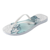 Blauwe metalen flora en Confetti glitter | Weddens Teenslippers (Schuin)