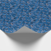 Blauwe metalen schaal visdraak Mermaid Textuur Cadeaupapier (Hoek)