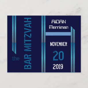 Blauwe metalen strepen Bar Mitzvah Kaart