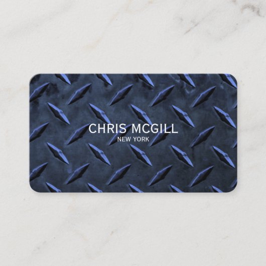 Blauwe Metalen Textuur Custom Construction Visitekaartje (Voorkant)