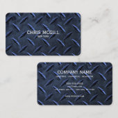 Blauwe Metalen Textuur Custom Construction Visitekaartje (Voorkant / Achterkant)