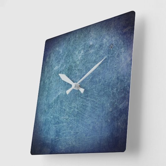 Blauwe metalen textuur vierkante klok (Hoek)