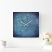 Blauwe metalen textuur vierkante klok (Huis)