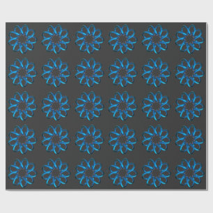 Blauwe metalen torusknoop cadeaupapier