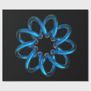 Blauwe metalen torusknoop cadeaupapier