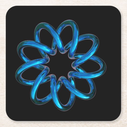 Blauwe metalen torusknoop kartonnen onderzetters (Voorkant)