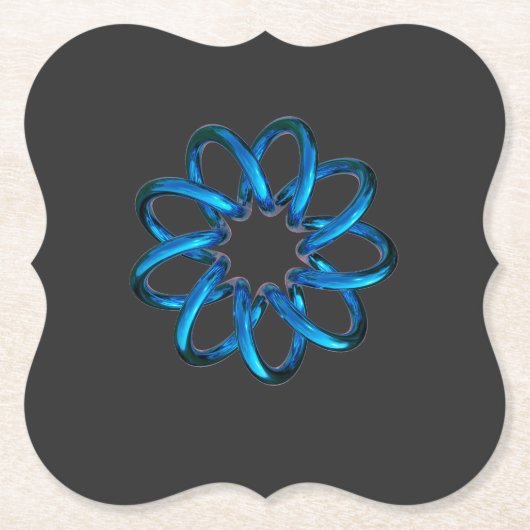 Blauwe metalen torusknoop kartonnen onderzetters (Voorkant)