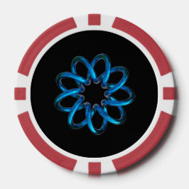 Blauwe metalen torusknoop poker chips