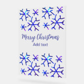 Blauwe metallic glanzende sneeuwvlokken kerstpatro acryl bord (Hoek)
