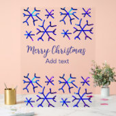 Blauwe metallic glanzende sneeuwvlokken kerstpatro acryl bord (Huwelijk)