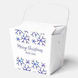 Blauwe metallic glanzende sneeuwvlokken kerstpatro bedankdoosjes