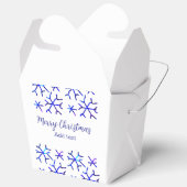 Blauwe metallic glanzende sneeuwvlokken kerstpatro bedankdoosjes (Open)