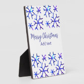 Blauwe metallic glanzende sneeuwvlokken kerstpatro fotoplaat (Zijkant)