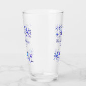 Blauwe metallic glanzende sneeuwvlokken kerstpatro glas (Rechts)