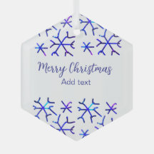 Blauwe metallic glanzende sneeuwvlokken kerstpatro