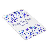 Blauwe metallic glanzende sneeuwvlokken kerstpatro magneet (Rechterzijde)