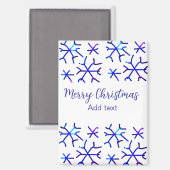 Blauwe metallic glanzende sneeuwvlokken kerstpatro magneet (Voorkant / Achterkant)