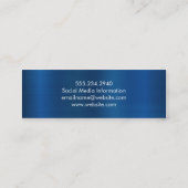 Blauwe metallische achtergrond mini visitekaartje (Achterkant)