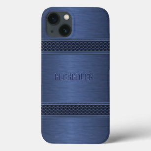 Blauwe metallische geborgen aluminium geometrische Case-Mate iPhone case