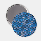 Blauwe metallische schaal visdraak Mermaid textuur Magneet (Voorkant / Achterkant)